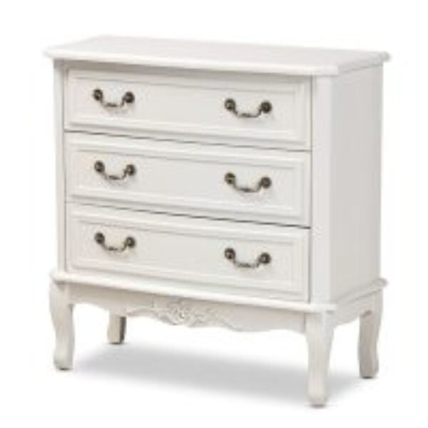 Gabrielle Traditional French Country Provincial White-Finished 3-Drawer Wood Storage Cabinet