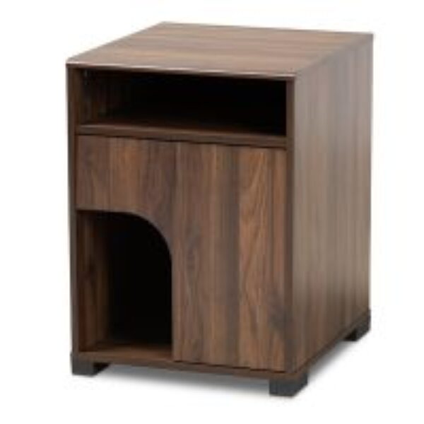 Nova Modern and Contemporary Walnut Brown Finished 1-Door Cat Litter Box Cover House