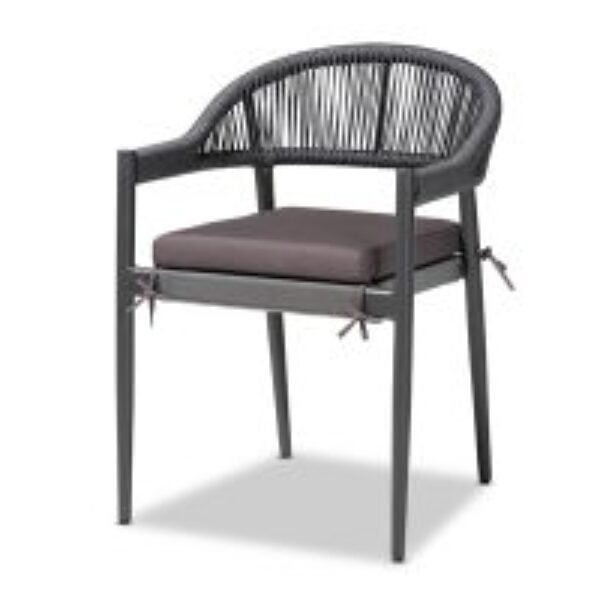 Wendell Modern and Contemporary Grey Finished Rope and Metal Outdoor Dining Chair
