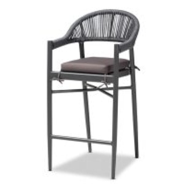 Wendell Modern and Contemporary Grey Finished Rope and Metal Outdoor Bar Stool
