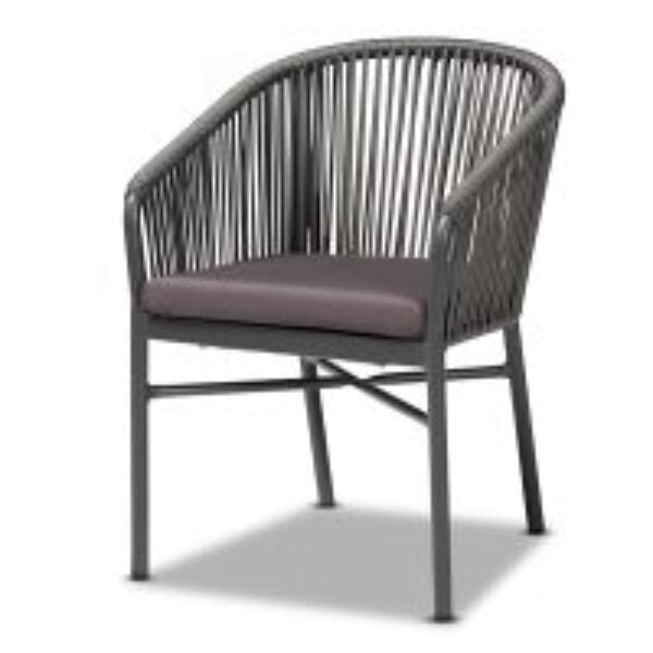 Marcus Modern and Contemporary Grey Finished Rope and Metal Outdoor Dining Chair
