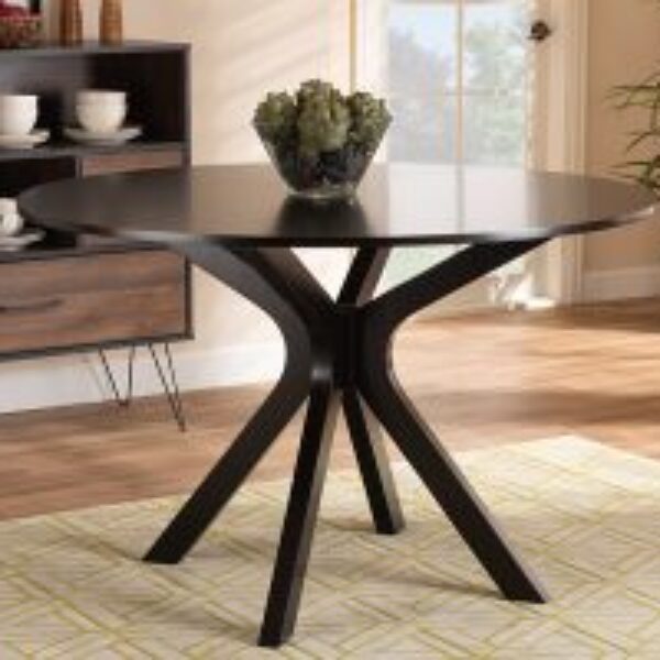 Kenji Modern and Contemporary Dark Brown Finished 48-Inch-Wide Round Wood Dining Table