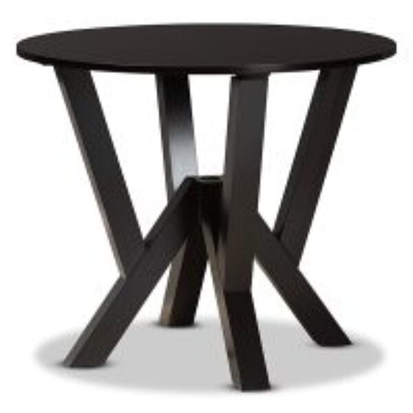 Irene Modern and Contemporary Dark Brown Finished 35-Inch-Wide Round Wood Dining Table