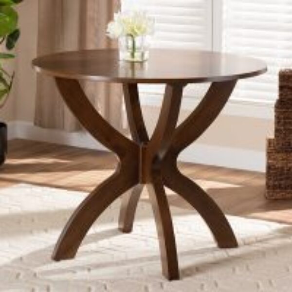 Tilde Modern and Contemporary Walnut Brown Finished 35-Inch-Wide Round Wood Dining Table