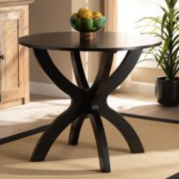 Tilde Modern and Contemporary Dark Brown Finished 35-Inch-Wide Round Wood Dining Table