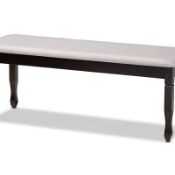 Corey Modern and Contemporary Grey Fabric Upholstered and Dark Brown Finished Wood Dining Bench