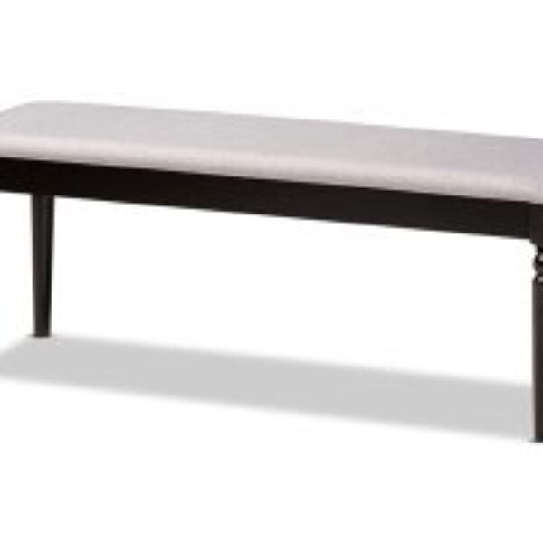 Giovanni Modern and Contemporary Grey Fabric Upholstered and Dark Brown Finished Wood Dining Bench