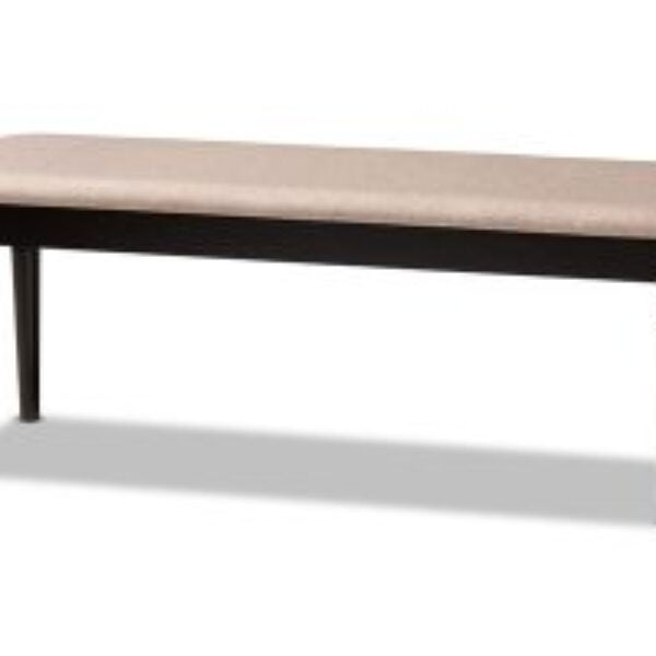 Giovanni Modern and Contemporary Sand Fabric Upholstered and Dark Brown Finished Wood Dining Bench