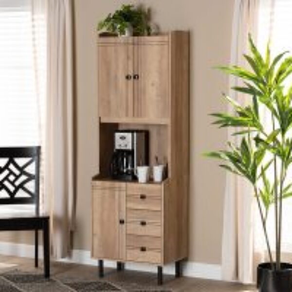 Patterson Modern and Contemporary Oak Brown Finished 3-Drawer Kitchen Storage Cabinet