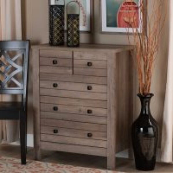 Derek Modern and Contemporary Transitional Natural Oak Finished Wood 5-Drawer Chest