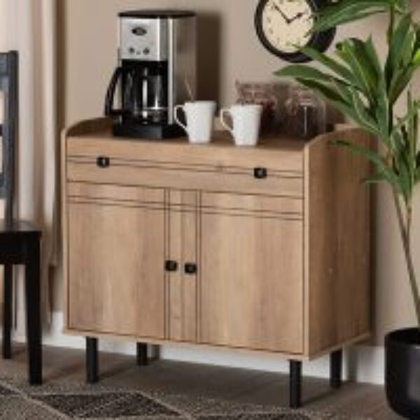 Patterson Modern and Contemporary Oak Brown Finished Wood 2-Door Kitchen Storage Cabinet