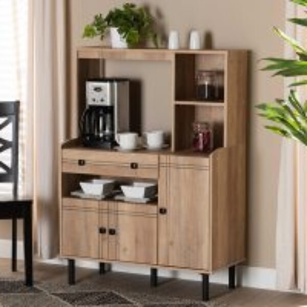 Patterson Modern and Contemporary Modern Oak Brown Finished Wood 3-Door Kitchen Storage Cabinet