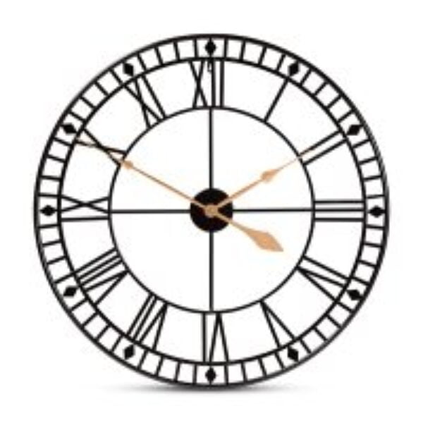 Janette Classic Contemporary Black and Gold Finished Metal Wall Clock