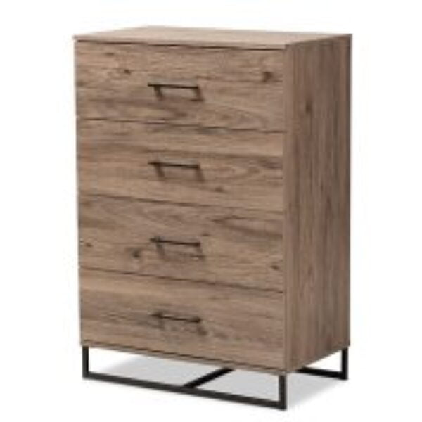 Daxton Modern and Contemporary Rustic Oak Finished Wood 4-Drawer Storage Chest
