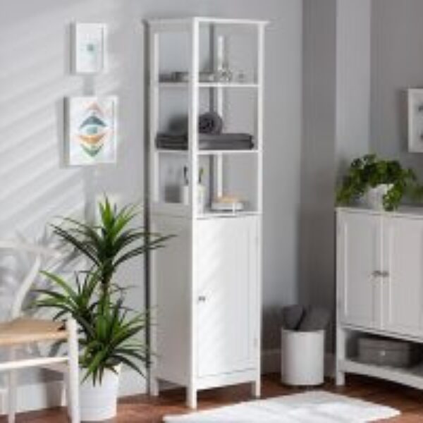 Beltran Modern and Contemporary White Finished Wood Bathroom Storage Cabinet