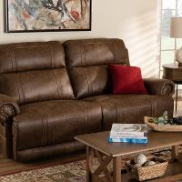 Buckley Modern and Contemporary Light Brown Faux Leather Upholstered 2-Seater Reclining Sofa