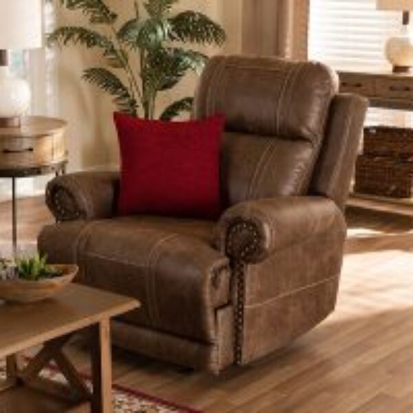 Buckley Modern and Contemporary Light Brown Faux Leather Upholstered Recliner