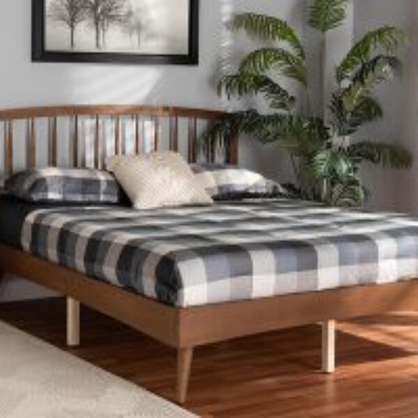 Paton Mid-Century Modern Walnut Brown Finished Wood Queen Size Platform Bed
