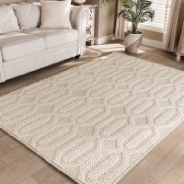 Murray Modern and Contemporary Ivory Handwoven Wool Area Rug