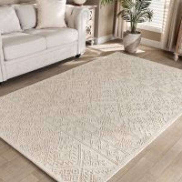 Linwood Modern and Contemporary Ivory Hand-Tufted Wool Area Rug