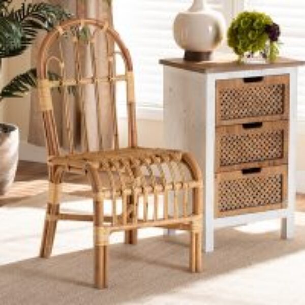 Athena Modern and Contemporary Natural Finished Rattan Dining Chair