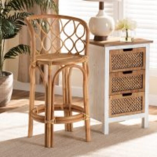 Diana Modern and Contemporary Natural Finished Rattan Counter Stool