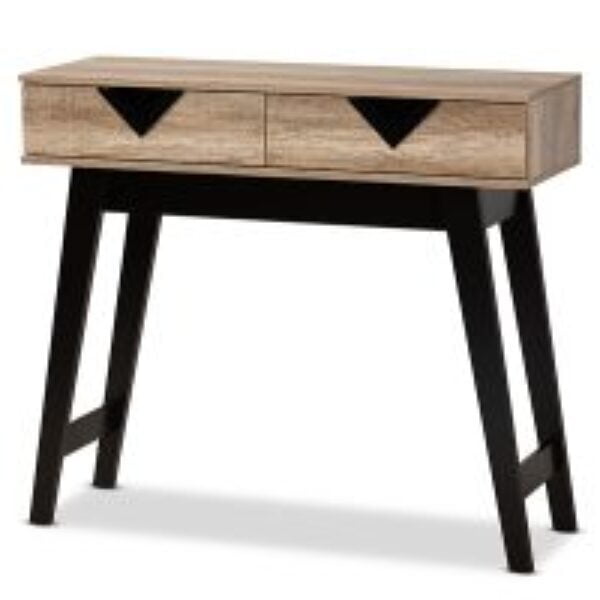 Wales Modern and Contemporary Light Brown Finished Wood 2-Drawer Console Table