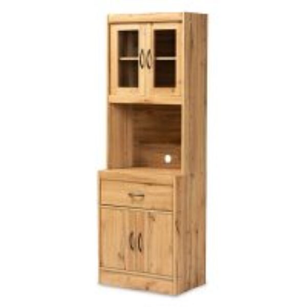 Laurana Modern and Contemporary Oak Brown Finished Wood Kitchen Cabinet and Hutch