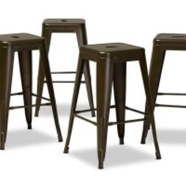 Horton Modern and Contemporary Industrial Gunmetal Finished Metal 4-Piece Stackable Counter Stool Set