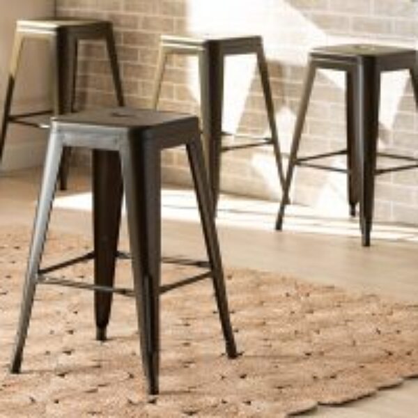 Horton Modern and Contemporary Industrial Gunmetal Finished Metal 4-Piece Stackable Counter Stool Set