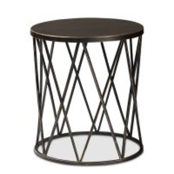 Finnick Modern Industrial Antique Black finished Metal End Table