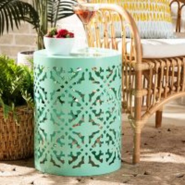 Jamila Modern and Contemporary Aqua Finished metal Outdoor Side Table