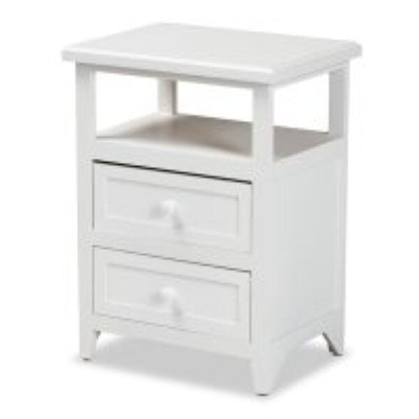 Karsen Modern and Contemporary White Finished Wood 2-Drawer Nightstand
