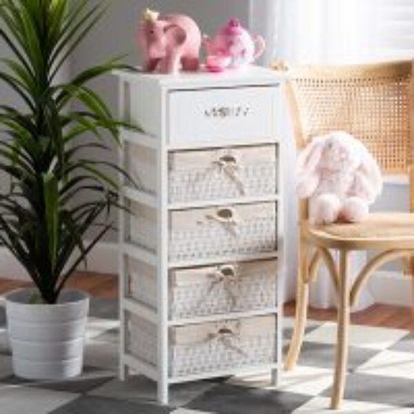 Madelia Modern and Contemporary White Finished Wood and 1-Drawer Storage Unit