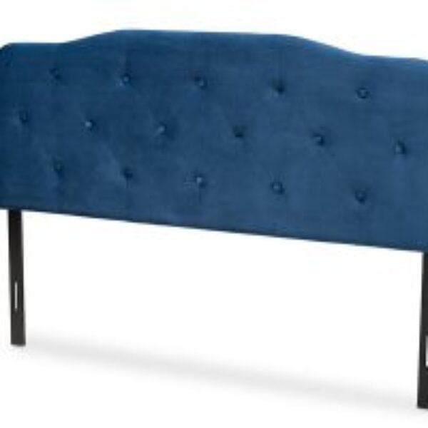 Gregory Modern and Contemporary Navy Blue Velvet Fabric Upholstered Queen Size Headboard