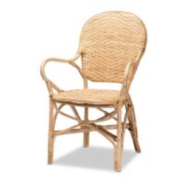 Genna Modern Bohemian Natural Brown Finished Rattan Dining Chair