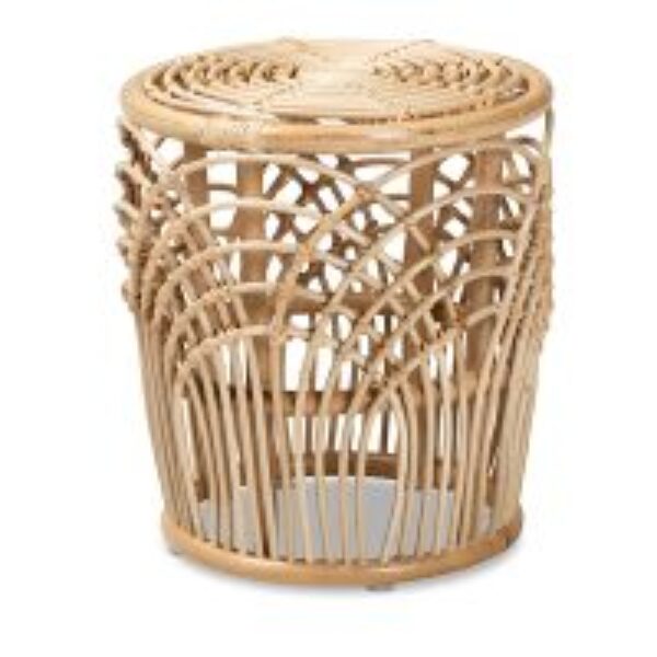Edena Modern Bohemian Natural Brown Finished Rattan End Table