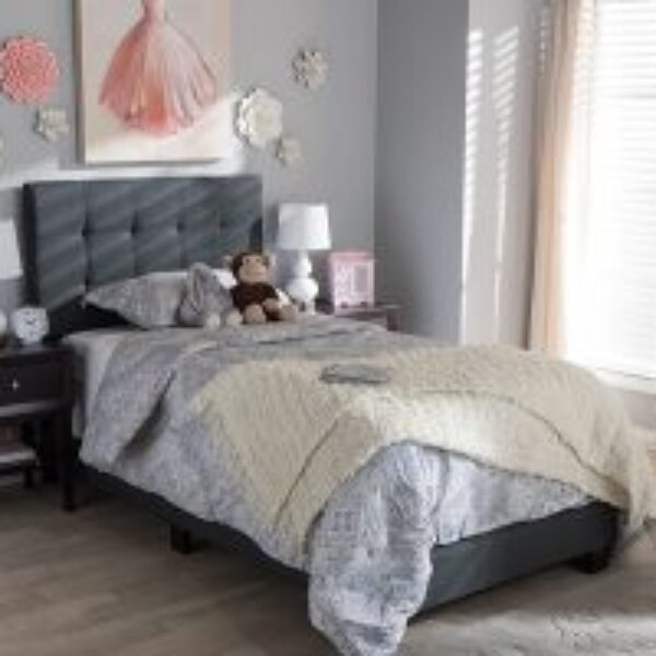 Brookfield Modern and Contemporary Charcoal Grey Fabric Twin Size Bed