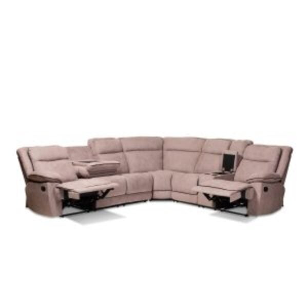 Sabella Modern and Contemporary Taupe Fabric Upholstered 7-Piece Reclining Sectional