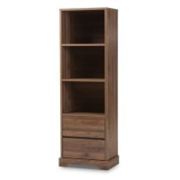 Burnwood Modern and Contemporary Walnut Brown Finished Wood 2-Drawer Bookcase