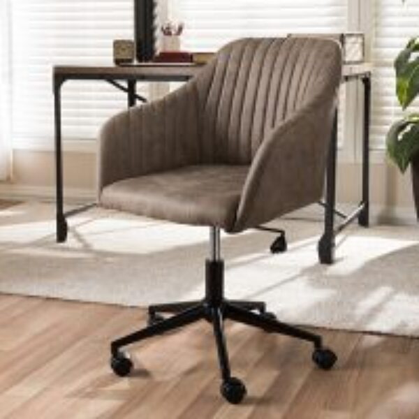 Maida Mid-Century Modern Light Brown Fabric Upholstered Office Chair