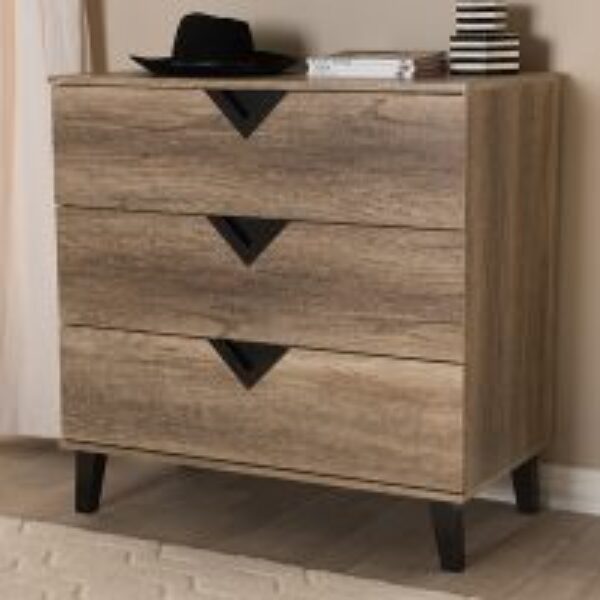 Wales Modern And Contemporary Light Brown Wood 3-Drawer Chest