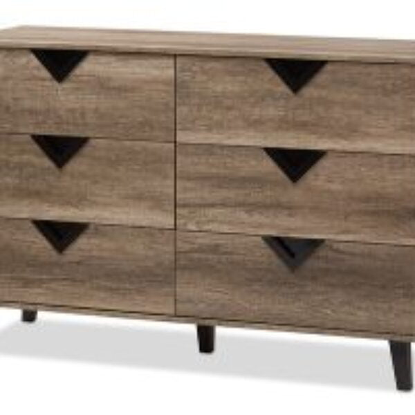 Wales Modern and Contemporary Light Brown Wood 6-Drawer Chest
