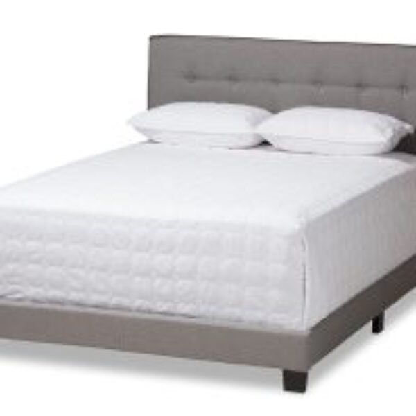 Audrey Modern and Contemporary Light Grey Fabric Upholstered King Size Bed