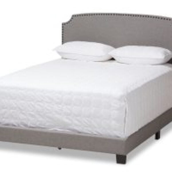 Odette Modern and Contemporary Light Grey Fabric Upholstered King Size Bed