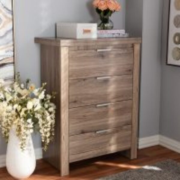 Laverne Modern and Contemporary Oak Brown Finished 4-Drawer Chest