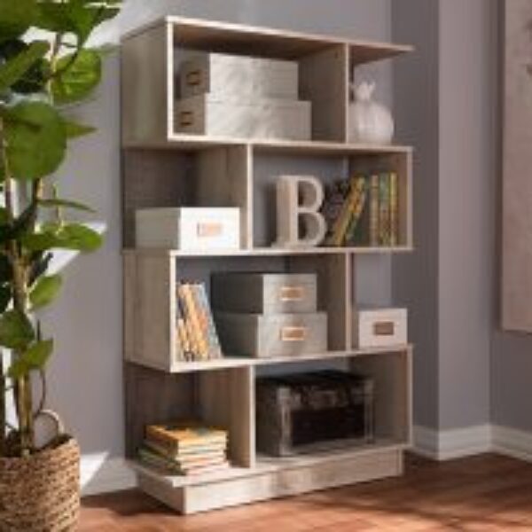 Teagan Modern and Contemporary Oak Finished Display Bookcase