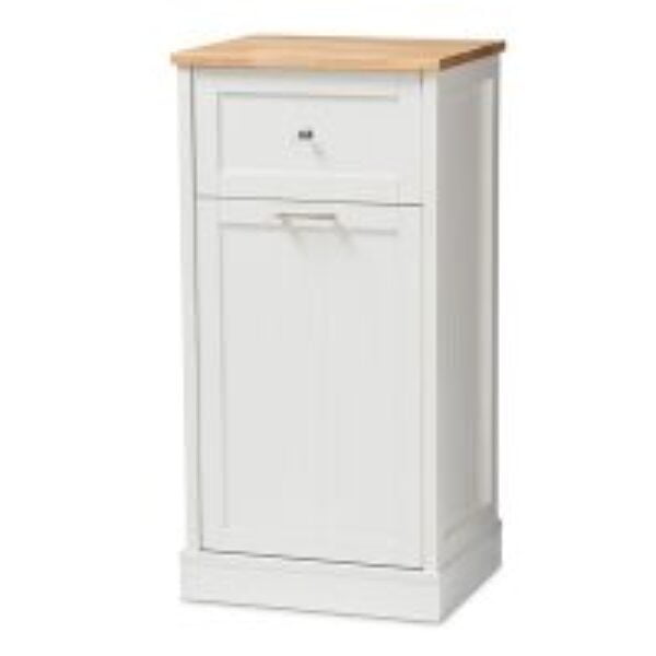 Marcel Farmhouse and Coastal White and Oak Brown Finished Kitchen Cabinet