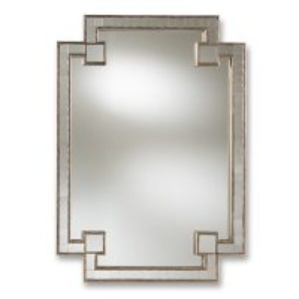 Fiorella Modern and Contemporary Antique Silver Finished Studded Accent Wall Mirror