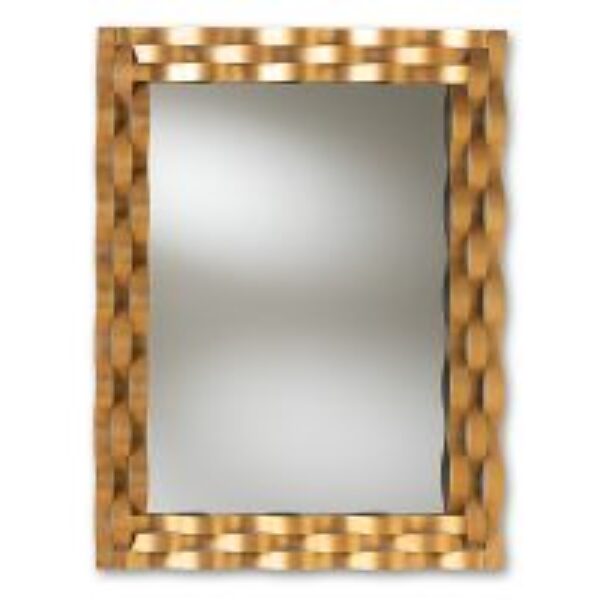 Arpina Modern and Contemporary Antique Gold Finished Rectangular Accent Wall Mirror